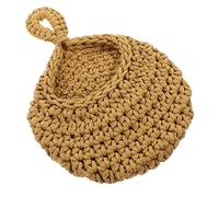 VERDANVERSE Cotton Rope Wall Hanging Vegetable Basket Large Kitchen Storage Organizer for Fruits and Snacks Handwoven Sundries Holder with Fresh Color Matching Suitable for Door Wall and