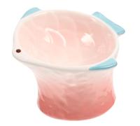 VERDANVERSE Creative Elevated Pink Fish Shaped Cat Bowl Non Slip Ceramic Food Dish for Comfortable Pet Feeding Household Treat Plate for Cats and Dogs