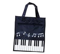 VERDANVERSE Creative Non Woven Fabric Book Bag with Musical Note Design Large Recyclable Shoulder Tote for School Shopping Travel Eco Friendly Portable Handbag Black Sturdy and Reusable