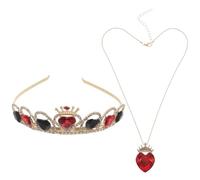 VERDANVERSE Crystal Crown Princess Tiara and Necklace for Birthday and Wedding Bling Crown Headpiece Rhinestone Heart for Women Prom and Party Jewelry