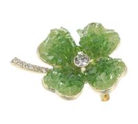 VERDANVERSE Crystal Green Leaf Clover Lapel Badge with Secure Closure Lightweight Irish Shamrock Brooch Pin for Women Jackets Cardigans Versatile St Patrick S Day Accessory