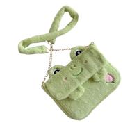 VERDANVERSE Cute Plush Frog Crossbody Bag Soft Fluffy Shoulder Bag for Women Lightweight Portable Plush Handbag for Party Outing Shopping Daily Use Unique Chic Design Light Green