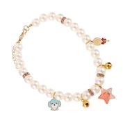 VERDANVERSE Decorative Cat Necklace Bells Pearl Collar for Kitten Puppy Daily Wear