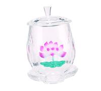 VERDANVERSE Decorative Glass Offering Cup Buddhist Temple Supply Water Cup for Home Artistic Eastern Culture Gift
