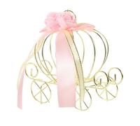 VERDANVERSE Decorative Pumpkin Cart Candy Wrapping Box for Halloween Party and Wedding Favor Pink Iron Art Candy Box with Crown Design Unique Festive Gift Packaging for Treats and Party Decor