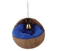 VERDANVERSE Delicate Coconut Shell Bird Nest with Warm Pad Bell Natural Lifelike Parrot House Cozy Nesting Place for Budgies Lovebirds Wear Resistant Home for Your
