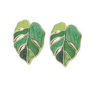 VERDANVERSE Delicate Leaf Shape Alloy Ear Studs for Women, 1 Pair Summer Fashion Earrings, Lightweight Ear Jewelry with Drip Oil Detailing, Trendy Ear Decor for Daily Wear