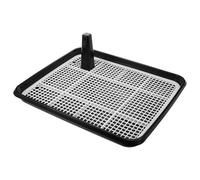 VERDANVERSE Dog Indoor Potty Training Station with Raised Urinal Guide Column, Black Non-spill Puppy Toilet Tray 17.7"x15" for Small and Medium Dogs, Reusable Pee Pad Holder for Housebreaking