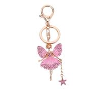 VERDANVERSE Elegant Flower Fairy Butterfly Keychain with Crystal Pendant Metal Angel Charm for Car Bag and Gift Decoration Stylish Small Ornament for Women