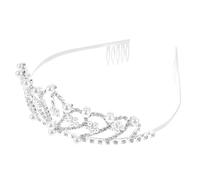 VERDANVERSE Elegant Silver Alloy Pearl Crown for Women Bridal Hair Accessory, Beautiful and Charming Wedding Headpiece, for Brides and Anniversaries