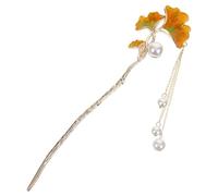 VERDANVERSE Enamel Ginkgo Leaf Hair Stick with Tassel Chain Elegant Chinese Style Ancient Hairpin for Women Vintage Hair Styling Accessories for Formal Occasions