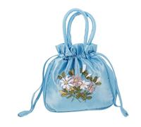 VERDANVERSE Ethnic Embroidered Handbag Small Drawstring Purse for Women Chic Portable Tote with Floral Pattern Lightweight Key and Card Holder Boho Style Satchel Compatible with Casual Outfits