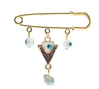 VERDANVERSE Evil Eye Lapel Pin Blue Vintage Brooch Pin for Cardigan Shawl Sweater with Dangle Charms Stylish Unisex Accessory for Daily Wear and Parties