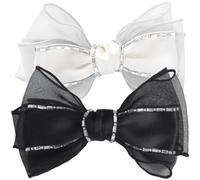 VERDANVERSE Fabric Hair Bows Rhinestone Clip 2pcs Small Bow Hair Barrettes Classic Style for Women Use in Ceremonies and Daily Life