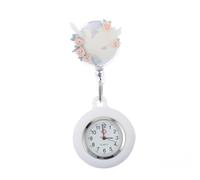 VERDANVERSE Flower Decorated Nurse Fob Watch for Women Clip Pocket Medical Watch with Movement Water Resistant Clear Dial with Date Weekday Suitable for Nurses Doctors Paramedics Students