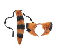 VERDANVERSE Fox Ears Headband and Tail for Plush Furry Costume Prop for Cosplay Dress-up Accessory in Camel and Black Comfortable and Adorable Hairband Tail Decor