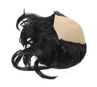 VERDANVERSE Funny Half Bald Wig for Men, Long Black Straight Synthetic Hairpiece, Stage Comedy Bald Cap Wig for Party, Cosplay, Halloween, and Role Play