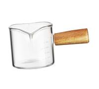 VERDANVERSE Glass Creamer Pitcher Wooden Side Handle, Heat-Resistant Mini Milk Jug Measurement for Coffee Brewing and Hot Drinks