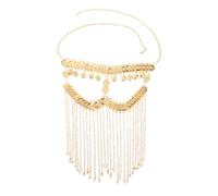 VERDANVERSE Golden Alloy Arabian Face Veil for Women Belly Dancer Mask with Tassels and Coins, Ancient Style Reducing Discomfort, for Stage Performance and Indian Dance