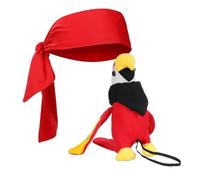 VERDANVERSE Halloween Pirate Parrot Plush Shoulder with Black Scarf and Red Bandana Cosplay Accessory for Pirate Costume Party and Realistic Bird Model for Dress-up