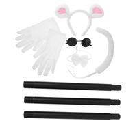 VERDANVERSE Halloween Rat Costume Accessories Set for Women Adults Includes Ears Headband Sunglasses Bow Tie Tail White Gloves Blind Cane Comfortable Lightweight Animal Cosplay Ensemble for