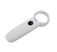 VERDANVERSE Handheld Magnifier with LED Lights Compact White Abs Frame Optical Glass Lens for Map Reading Jewelry Inspection and Close Detail Work