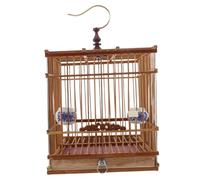VERDANVERSE Handmade Bamboo Bird Cage with Removable Tray Hanging Hook Carbonized Rectangular Cage for Goldfinch Budgies Lovebirds Parrots Indoor Balcony Pet Habitat