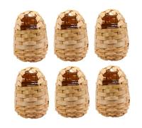 VERDANVERSE Handmade Bamboo Woven Bird Nest with Hook Outdoor Woven Birds Shelter 10x7x12cm for Garden and Backyard Wildlife