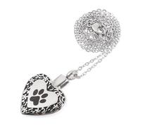 VERDANVERSE Heart-shaped Pet Ashes Necklace with Dog Paw Urn Pendant Perfume Diffuser Cremation Jewelry for Memorial Keepsake Comfortable Lightweight Cats Puppies