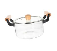 VERDANVERSE Heat Resistant Glass Soup Pot with Lid Transparent Cooking Pot for Home Kitchen Multi Functional Casserole for Soup Porridge Noodles Milk and Vegetables Ergonomic Handle Design