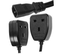 VERDANVERSE Iec to Dual Uk Pin Power Cable Splitter Adapter Cord Black Extension for Ups Compatible Monitors Laptops Routers with Pure Copper Core and Pull Design