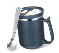 VERDANVERSE Insulated Stainless Steel Coffee Mug with Lid and Folding Spoon Large Capacity Travel Tumbler with Leakproof Seal Double Wall Thermal Cup for Hot Cold Drinks Office and Outdoor Use