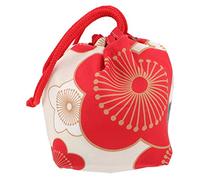 VERDANVERSE Japanese Kimono Drawstring Bag Small Portable Phone Pouch Beige Pattern Japanese Style Jewelry Pouch for Travel Shopping Work Gift