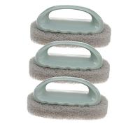 VERDANVERSE Kitchen Cleaning Brush Set 3pcs with Handle Household Cleaning Brush for Cooktop and Bathroom Sturdy Scrubbing Sponge for Tiles Bathtub in Purple Blue