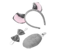 VERDANVERSE Koala Animal Cosplay Set Soft Lightweight Koala Ears Headband Tail Bow Tie for Halloween Festivals Dress Up Parties Realistic Costume Accessories for Adults and Teens