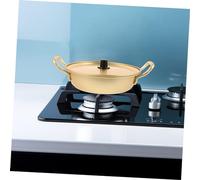 VERDANVERSE Korean Ramen Pot Thickened Yellow Aluminum Noodle Pan Double Handles for Gas Stoves Multi Use Kitchen Cookware for Camping and Daily Cooking