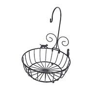 VERDANVERSE Large Capacity Hollow Design Iron Fruit Basket for Kitchen and Living Breathable Snack and Dessert Storage Tray Sturdy Black Desktop Organizer for Fruits and Vegetables