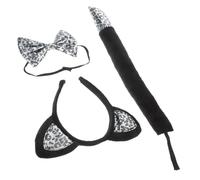 VERDANVERSE Leopard Cosplay Animal Tail Bow Tie Headband Costume Accessories for Festival Party Stage Performance Cloth Material Playful Design