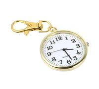VERDANVERSE Luminous Key Buckle Pocket Hanging Watch with Arabic Numerals, Gold Case White Dial, Unisex Nurse Watch for Elderly and Medical Staff, Glow-in-The-Dark Pendant Timepiece