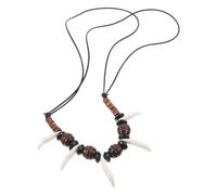 VERDANVERSE Men Beaded Necklace Tribal Style Adjustable White Wax Cord Pendant Necklace for Men Hip-Hop Neck Chain Male Neck Jewelry