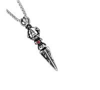 VERDANVERSE Men's Stainless Steel Man Pendant Necklace with Square Pearl Chain Fashion Neck Chain for Parties Stylish Halloween Decoration Accessory