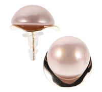VERDANVERSE Metal Pearl Stud Earrings Women’s Statement Jewelry Large Faux Pearl Disc Earrings for Party and Dress