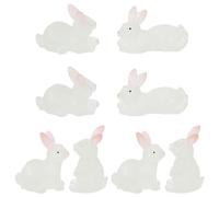 VERDANVERSE Mini Bunny Figurines Adorable Whimsical Garden Decor 8pcs Resin Glow-in-the-dark Rabbit Ornaments for Tabletop Decoration and Nighttime Ambiance