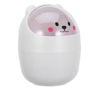 VERDANVERSE Mini Multi-purpose Desktop Lightweight Plastic Trash Bin with Lid Cartoon Garbage Container, Small Wastebasket with Lovely Circle Design Office Bedroom