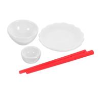 VERDANVERSE Miniature Teaware Kit for Doll Houses with Tea Cup Bowl Plate and Chopsticks Porcelain Kitchen Accessories for Dollhouse Decoration and Collectible Display
