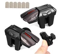 VERDANVERSE Mobile Game Triggers with Copper Fiber Finger Gloves and Black Alloy Six Finger Controllers High Sensitivity Mobile Phone Gaming Triggers Compatible with Smartphones for Precise