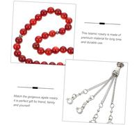 VERDANVERSE Natural Red Agate Muslim Prayer Beads Rosary for Pilgrimage Delicate Islamic Worry Beads for Meditation and Spiritual Reflection Smooth Tasbih Gift for Family and Friends