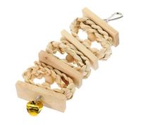 VERDANVERSE Natural Wooden Parrot Chewing for Macaws and Small Parrots Multi-functional Bird Cage Accessory to Exercise Beak and Anxiety Healthy Bird with Corn Leaf and Bell Design