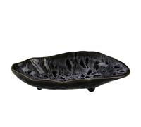 VERDANVERSE Outdoor Butterfly Feeder and Bee Feeding Pot Ceramic Water Dish 8.25-inch Obsidian Glaze Puddler Natural Garden Decor for Butterfly Feeding