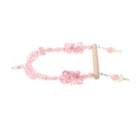 VERDANVERSE Parakeet Chewing Swing with Pink Beaded Bowknot Wooden Bird Playground Perch for Parrots Cockatiels Budgerigars Climbing and Beak Maintenance Cage Accessory